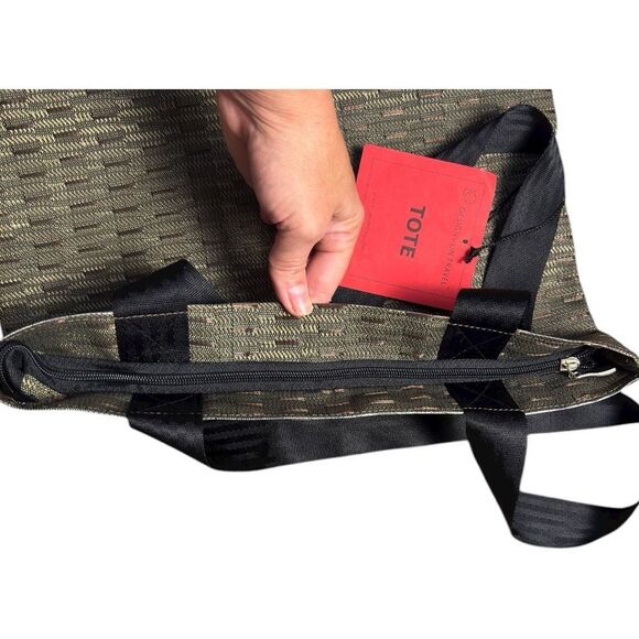 NWT Alan Stuart Black and Brown Large Tote Bag with zipper - Picture 6 of 9